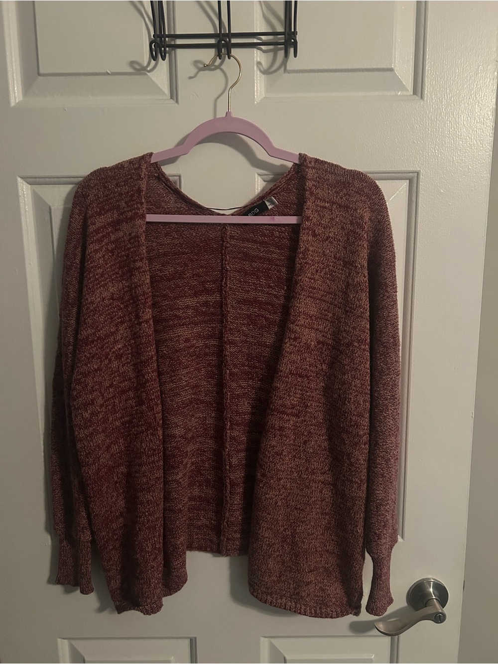 BDG Open-Front Marled Cardigan in Rust